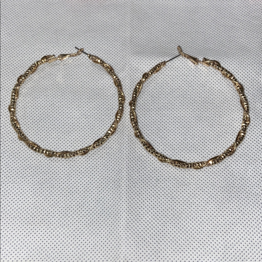 Gold Twisted Hoop Earrings